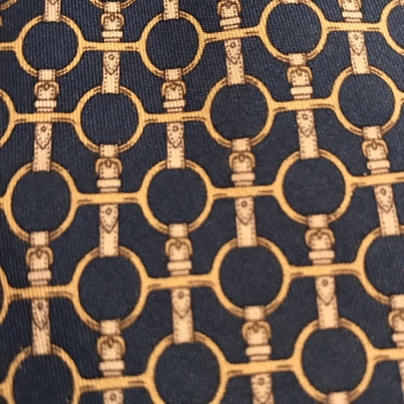 HERMÈS Vintage Men’s Necktie 100% Silk Blue Tan - Picture 7 of 7